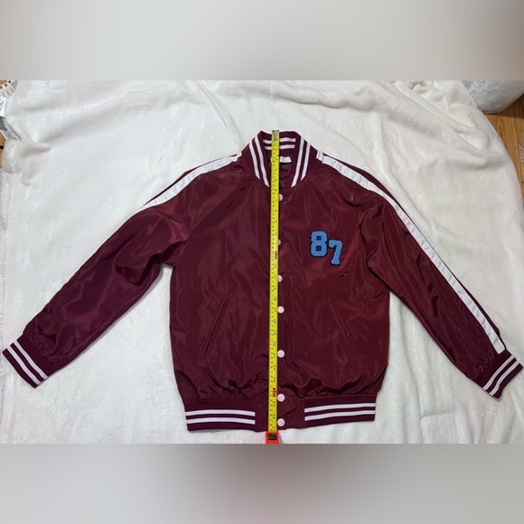 Maroon and white bench bomber jacket (size Large) - Picture 4 of 9